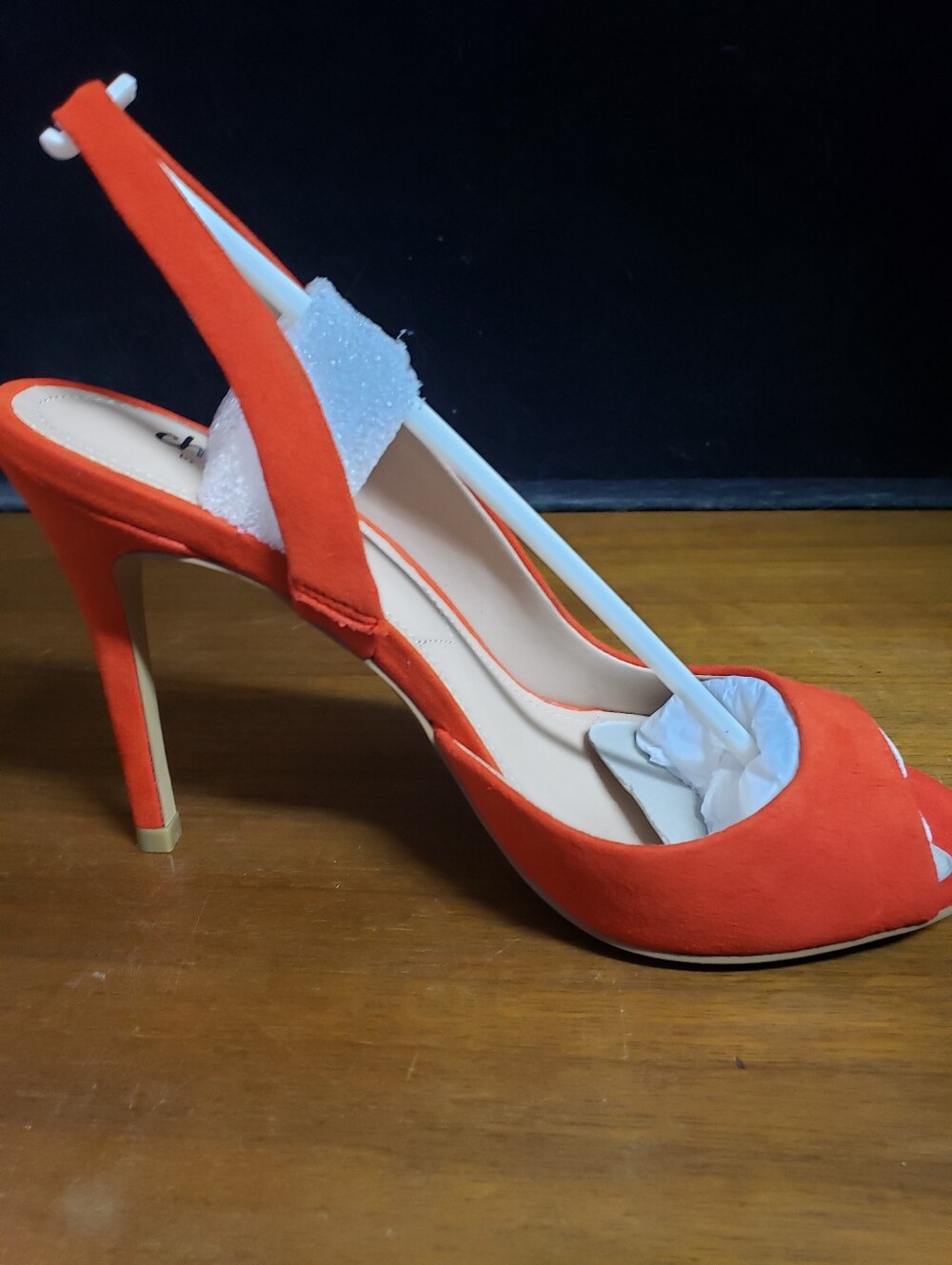 Charles David Candy Red Suede Slingback Peep-Toe Pump